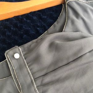 Grey 3/4 sleeve beaded dress